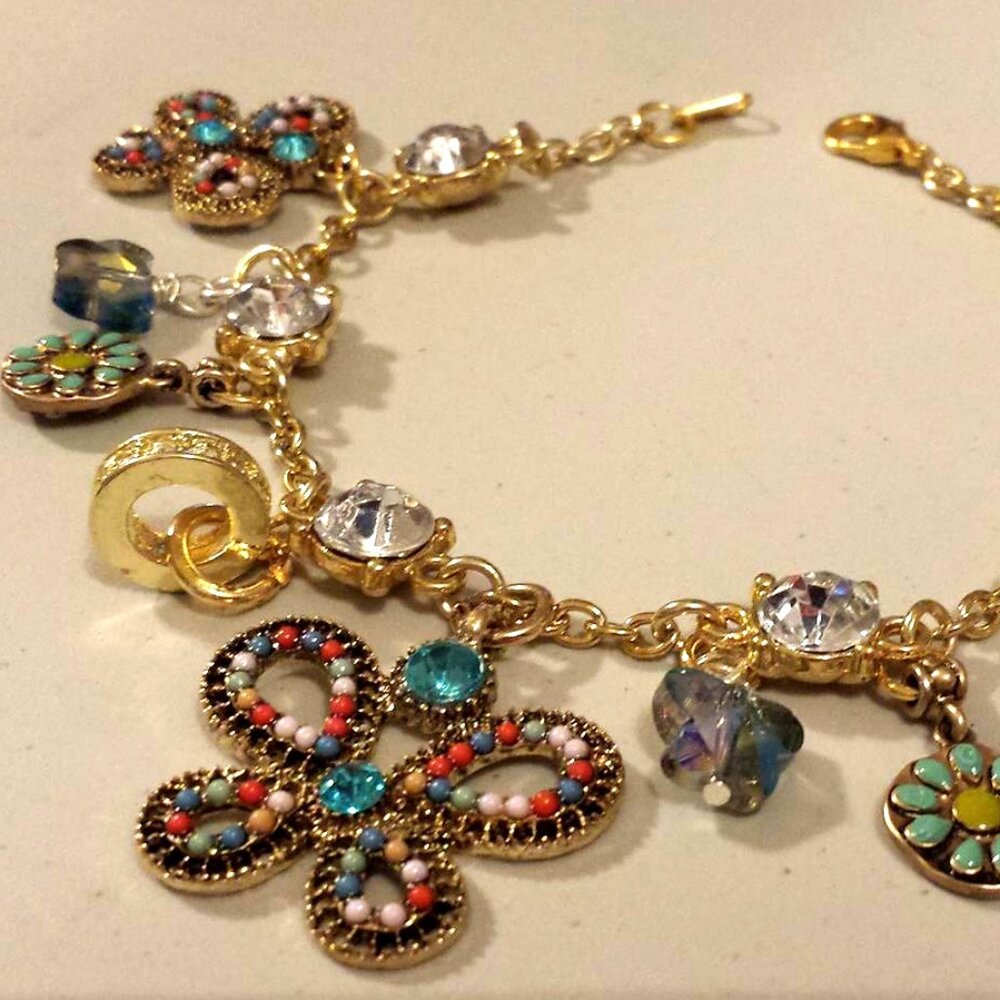 TDD Custom Made One Size Fits Most Gold Color Butterfly Charm Bracelet